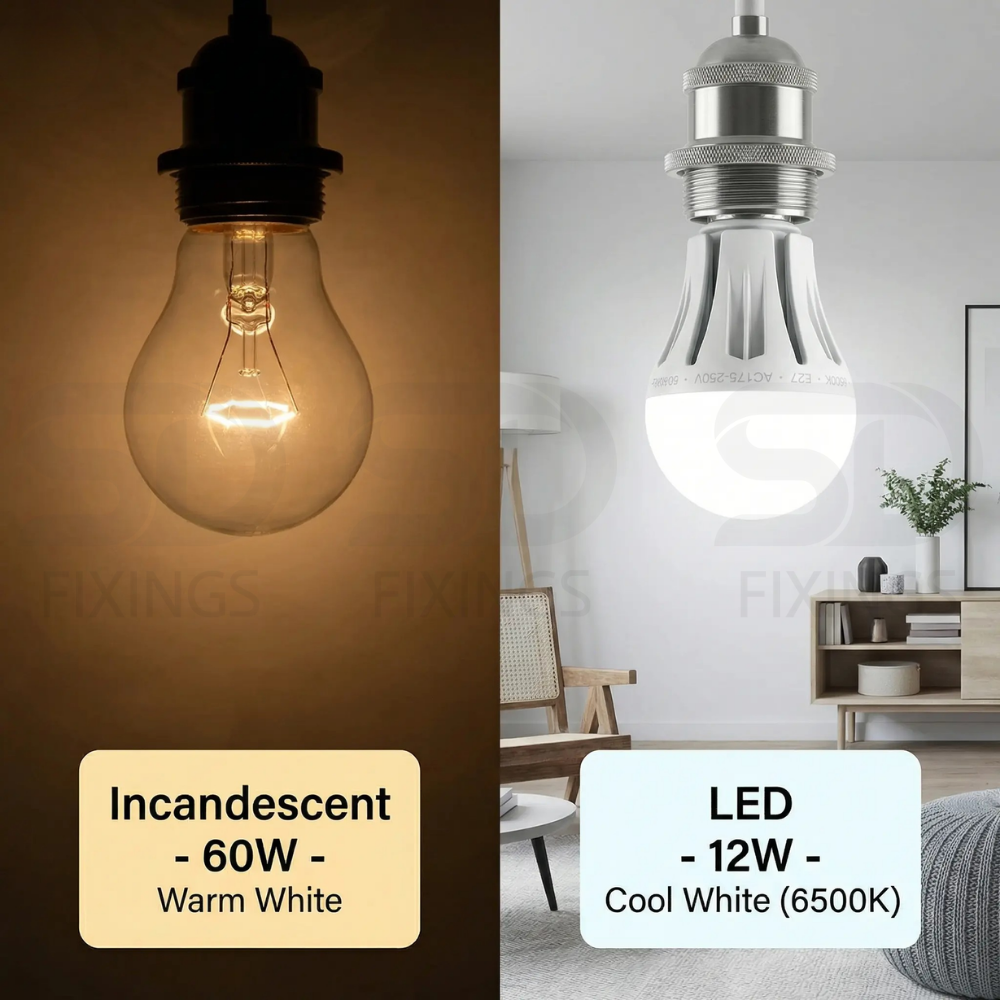 12W LED Bulb E27 A60 Dimmable, 1100 Lumens, 6500K Cool White – Meridian Lighting
