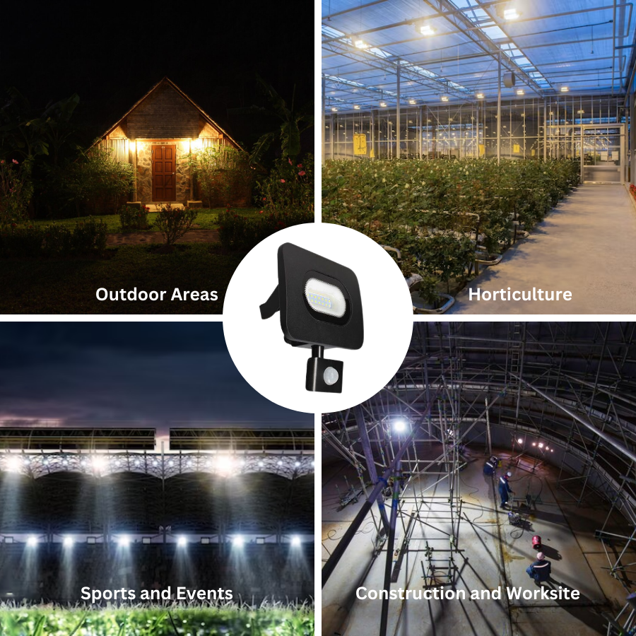 10W LED Slim Curved Floodlight with PIR & Integrated Junction Box – 800Lm, 6500K