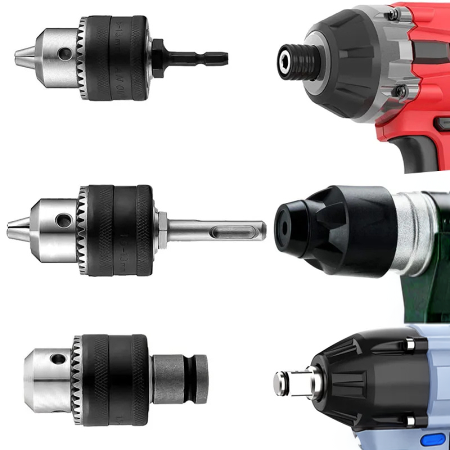 Keyed Chuck With 3pcs Adaptors (1/4" Hex, SDS Plus, Square Adaptor)