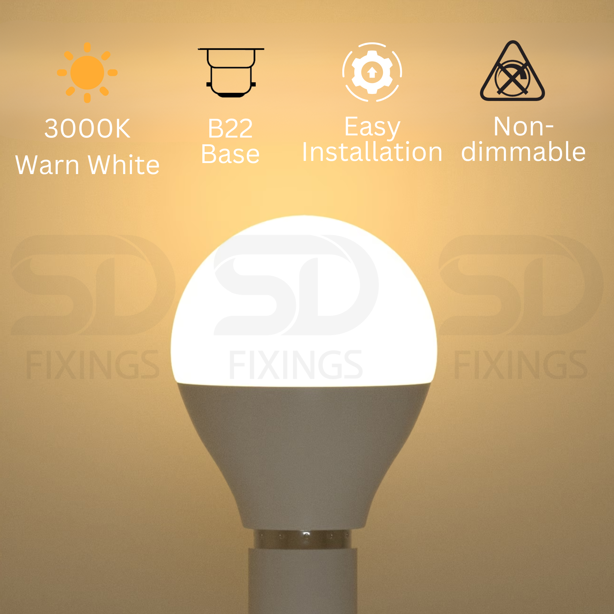 LED GLS B22 6.5W 3000K Warm White Opal Lamp 40W Equivalent - Pack of 2
