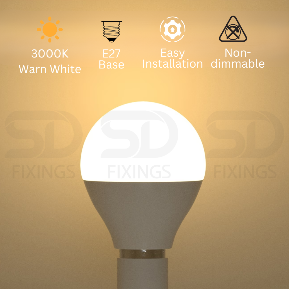 LED E27 ES GLS Bulb 6.5W Warm White 3000K 600 Lumens – Pack of 2 Non-Dimmable Light Bulbs for Home Lighting