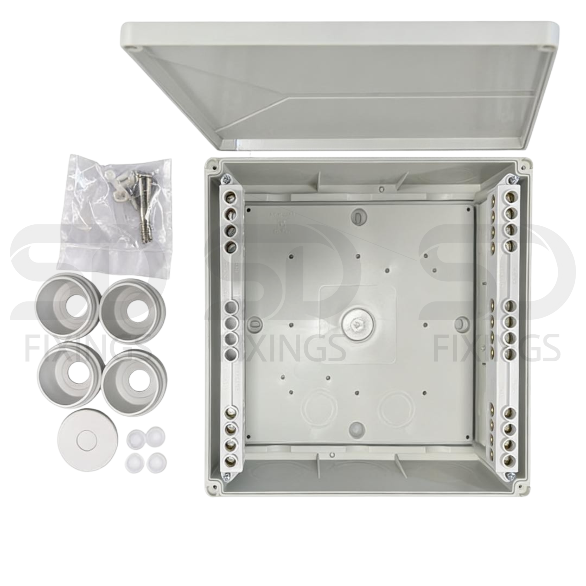 Abox 350-35² Junction Box | Grey Polycarbonate | 250×250×115mm | IP65/IP54