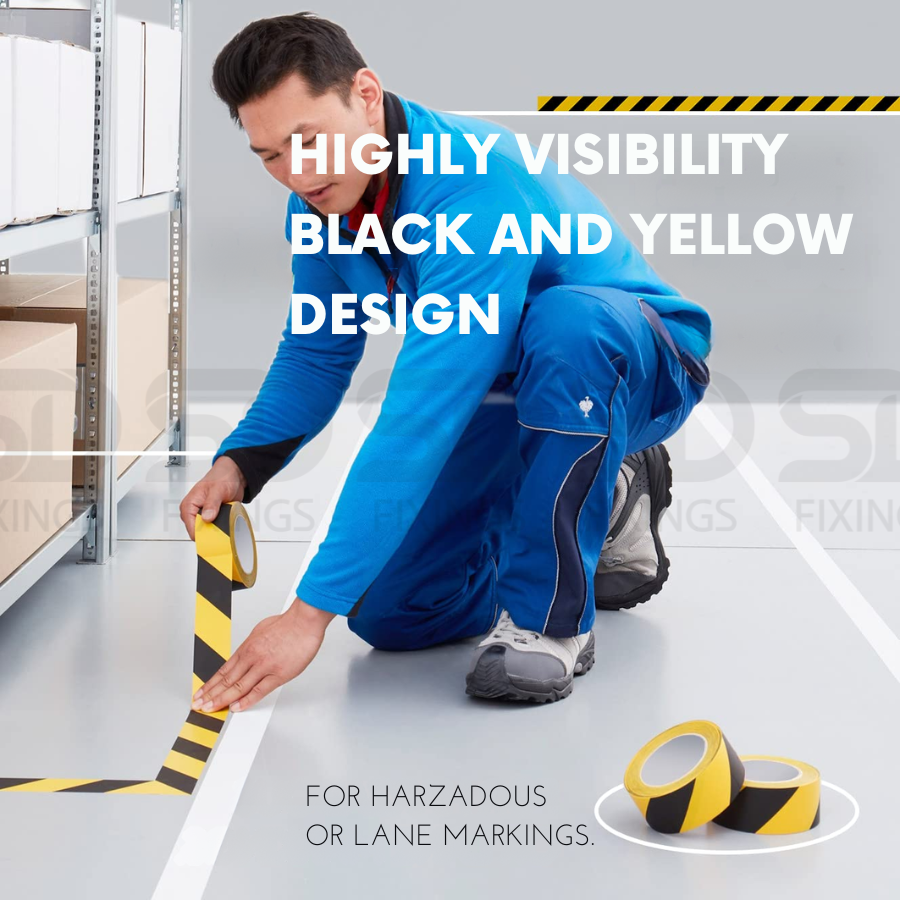 Hazard Tape - Black & Yellow - 50mm x 33M