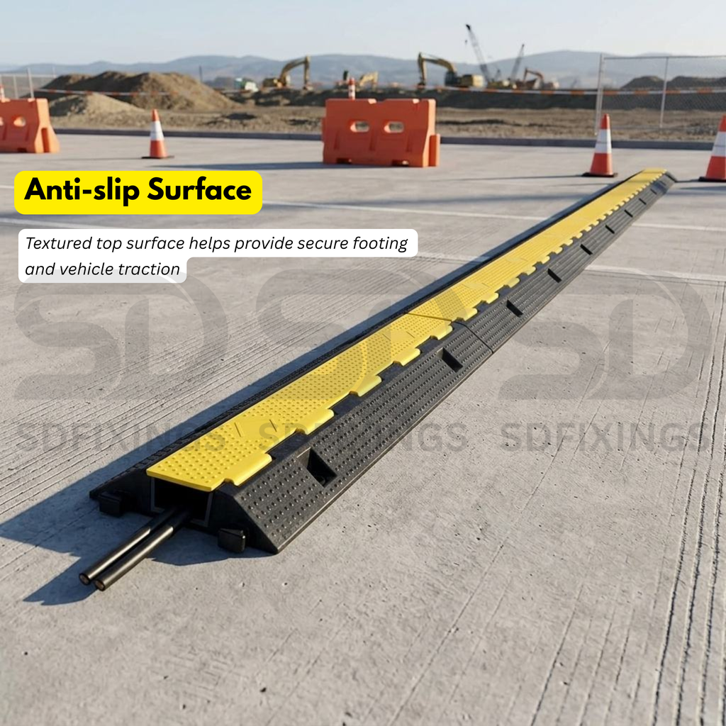 Heavy Duty 1 Channel Cable Protector, Wire Cover Ramp for Pedestrian and Cars