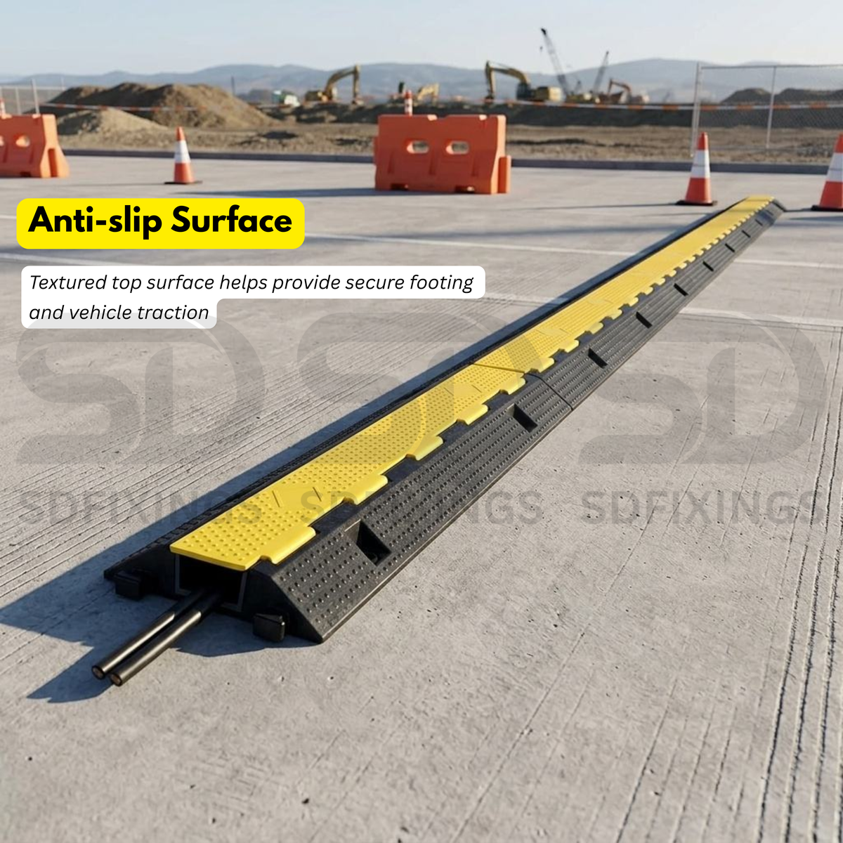 Heavy Duty 1 Channel Cable Protector, Wire Cover Ramp for Pedestrian and Cars