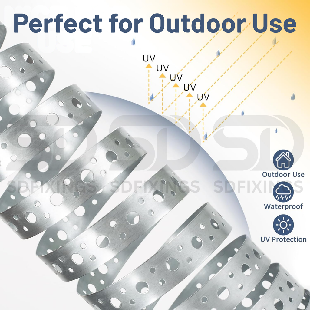 12x7mm Galvanised Steel Fixing Strap 10m 5-Hole