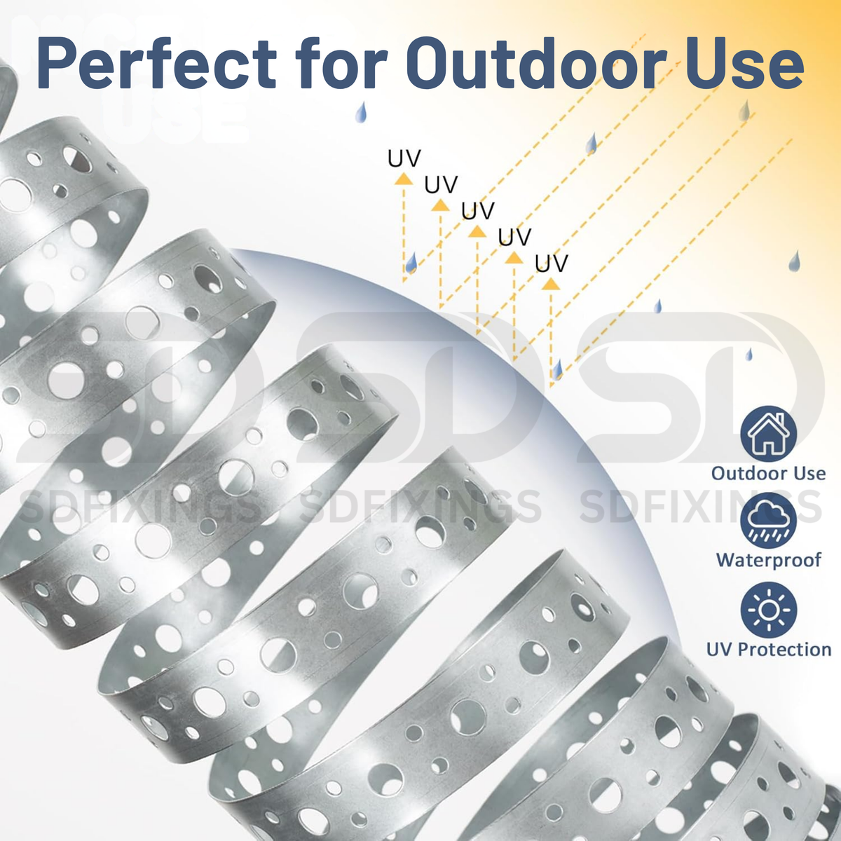 12x7mm Galvanised Steel Fixing Strap 10m 5-Hole