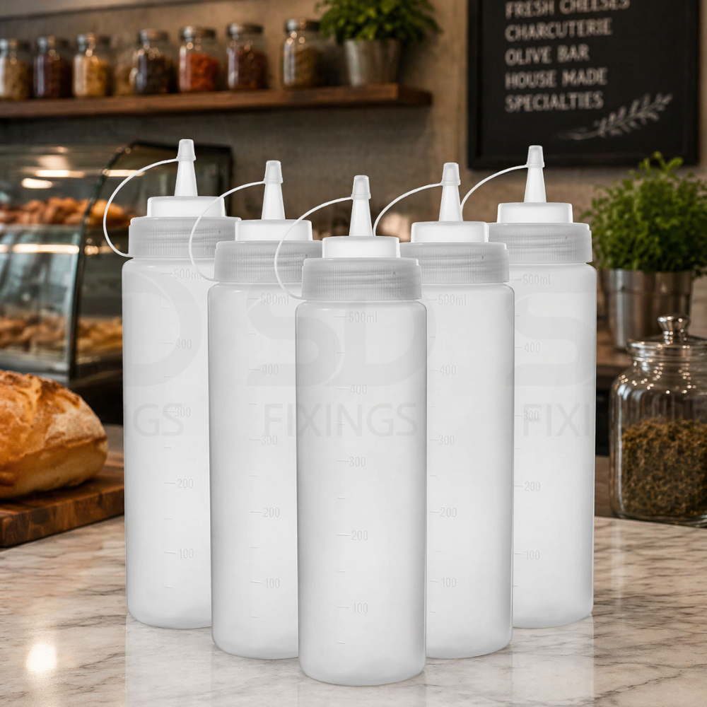Condiment Squeeze Sauce Bottles with Cap – 800ml / 28oz