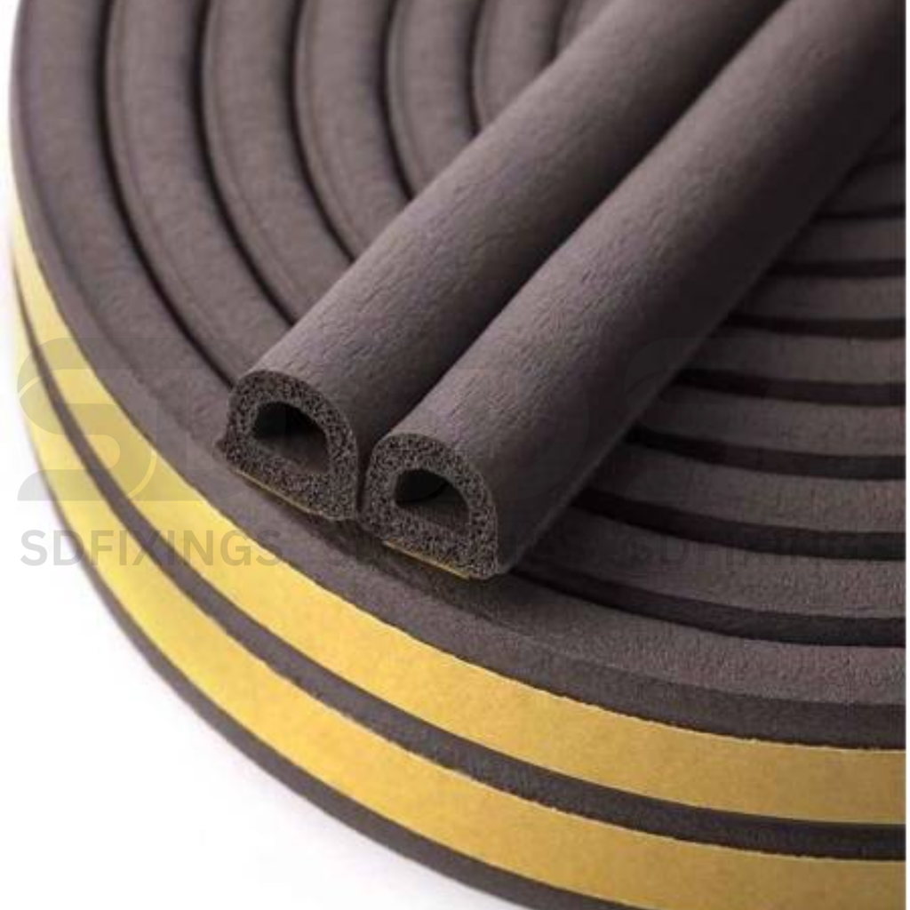Brown Self-Adhesive Draught Excluder Tape 9 x 6mm x 6M