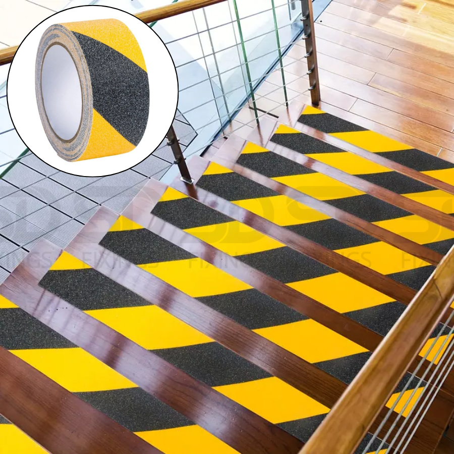 Heavy Duty Black & Yellow 50mm x 10M Anti-Slip Hazard Tape