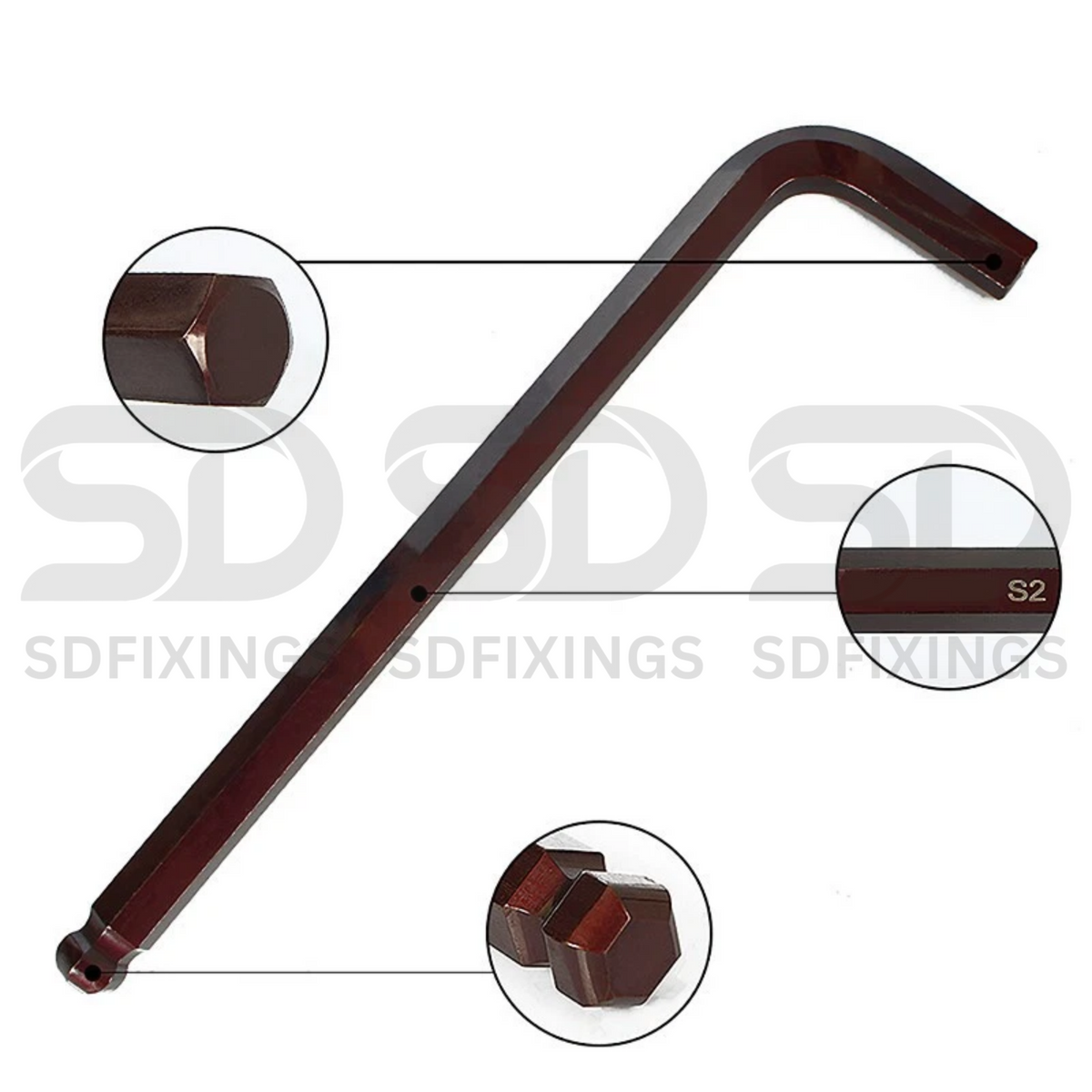 12mm Metric Extra Long L-Shaped Hex Allen Key Ball End Wrench