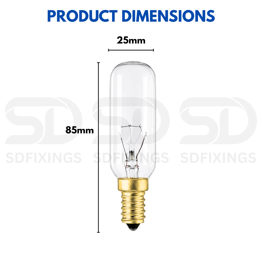 40W SES E14 Dimmable Cooker Hood Light Bulb, Clear Tubular 240V