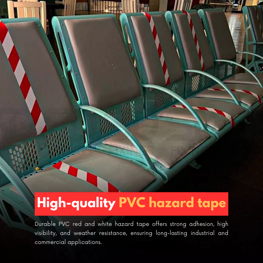 Hazard Tape - Red & White - 50mm x 33M