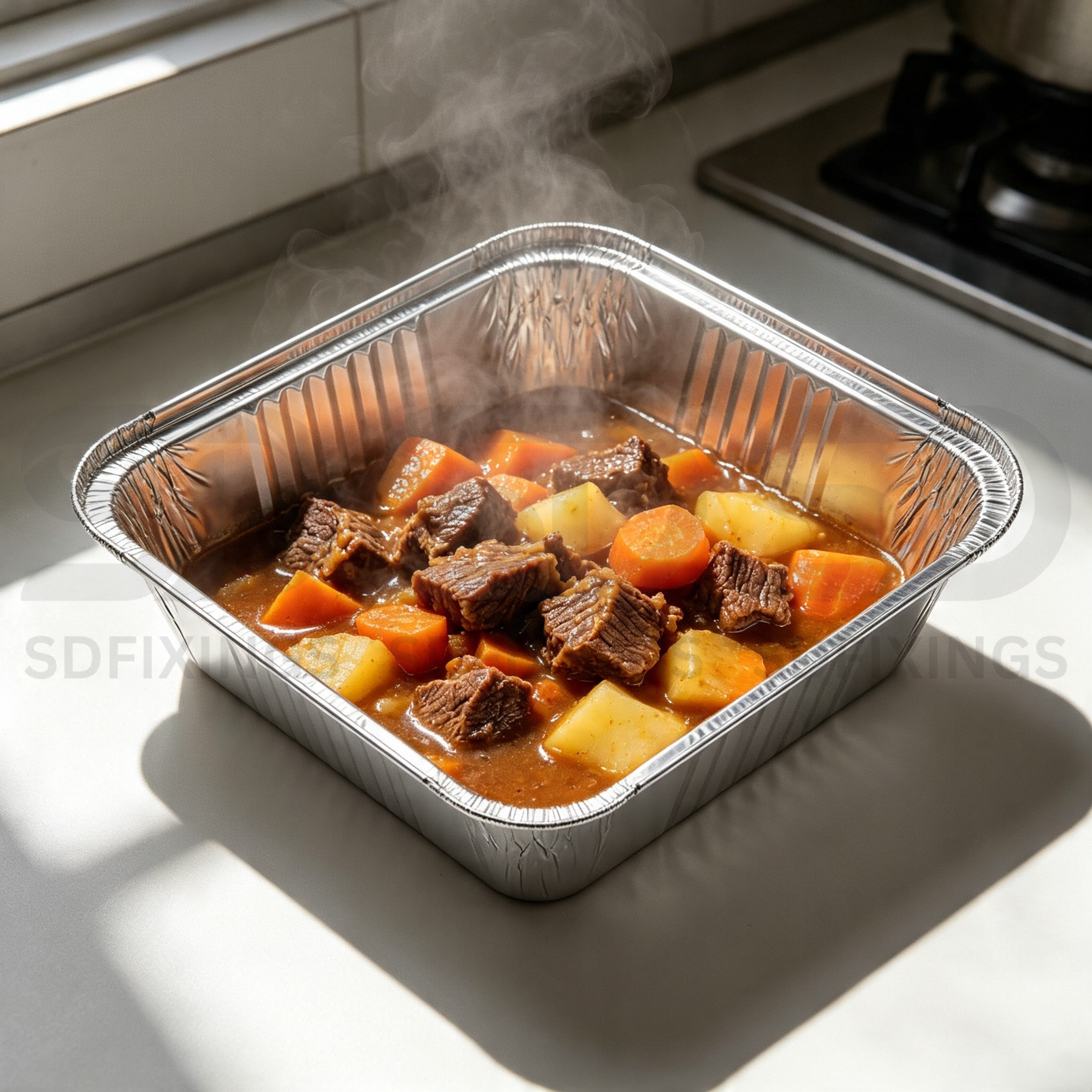 Deep Square Aluminum Foil Containers with Lids, 9 x 9 x 2 Inch (24.5x24.5x5.5cm)