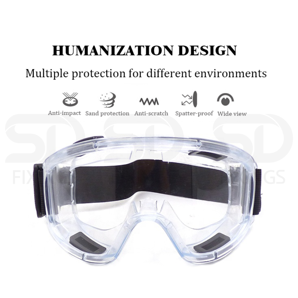 Safety Goggles Over Glasses (OTG) – Adjustable Strap Protective Eyewear | Black, Clear, Red, Yellow