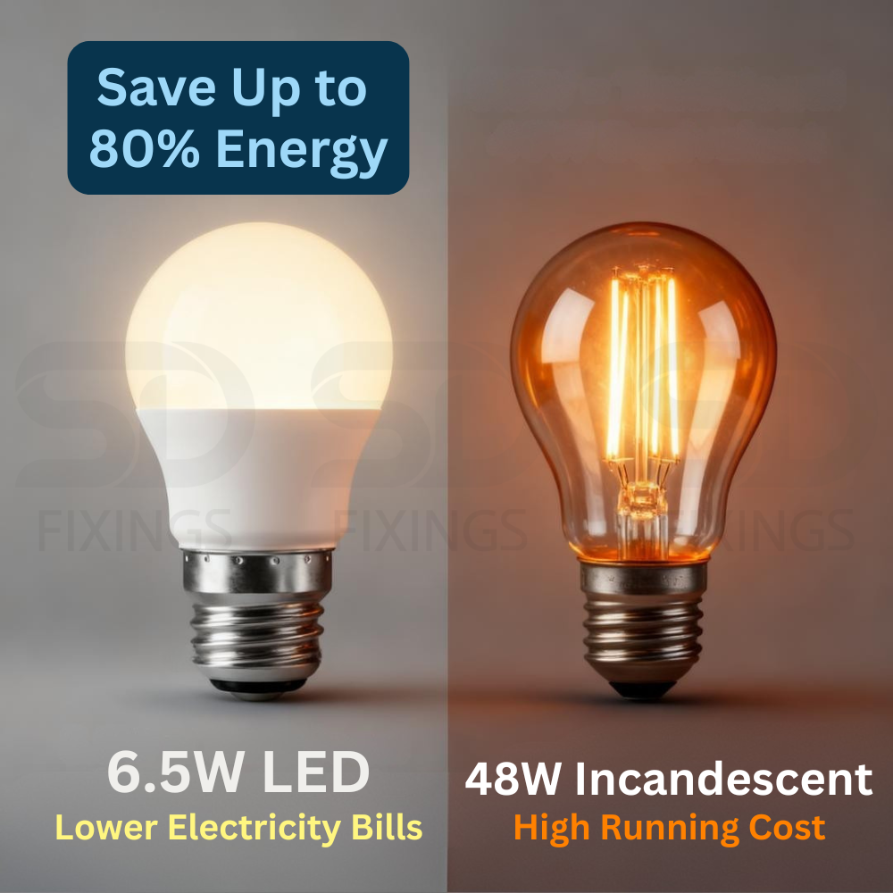 LED E27 ES GLS Bulb 6.5W Warm White 3000K 600 Lumens – Pack of 2 Non-Dimmable Light Bulbs for Home Lighting