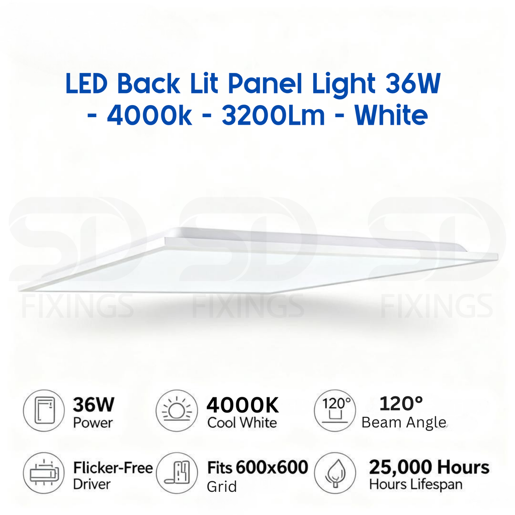 LED Ceiling Light 36W Square Panel – 4000K Cool White