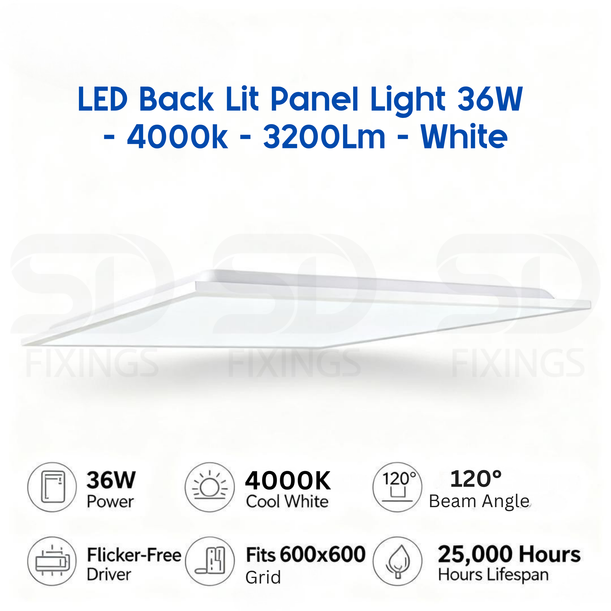 LED Ceiling Light 36W Square Panel – 6000K Day Light