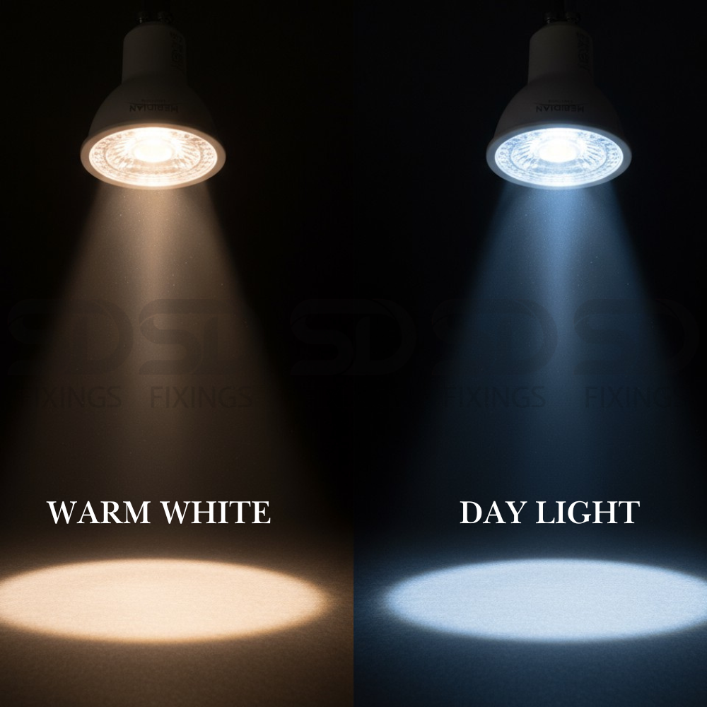 Meridian LED GU10 Bulbs – 3.5W (50W Equivalent), Daylight 6000K, 345lm, Non-Dimmable – Pack of 5