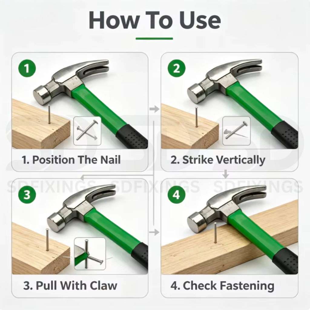 0.25kg Claw Hammer with Fiberglass Handle