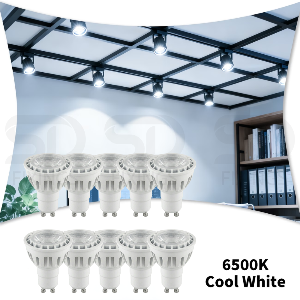 6W LED GU10 Spotlight Bulb, 6500K Cool White, Non-Dimmable, COB LED Lamp AC175–250V – Meridian Lighting