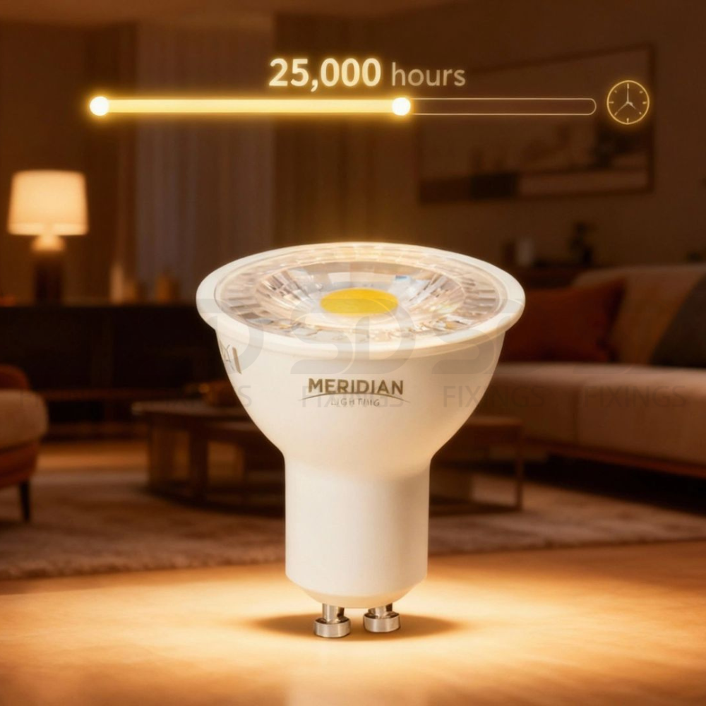 Meridian LED GU10 Bulbs – 3.5W (50W Halogen Equivalent), Warm White 3000K, 345lm, Non-Dimmable – Pack of 5