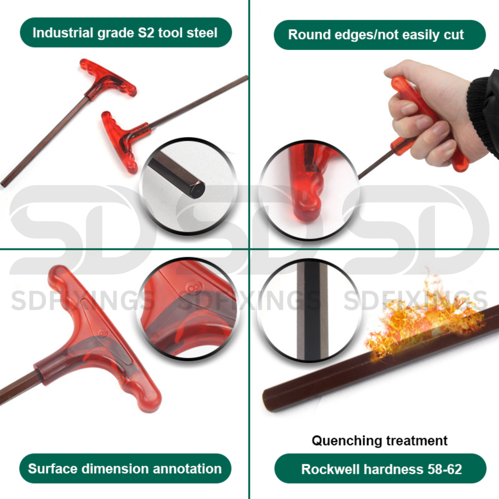 4mm Metric Extra Long Arm T-Handle Hex Key Wrench