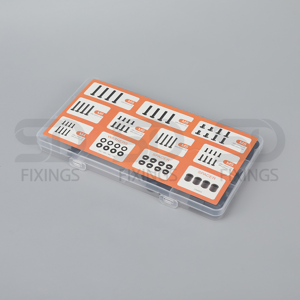 Universal TV Mounting Hardware Screws Kit with Box – Includes M4, M5, M6, M8 Screws, Washers & Spacers – VESA Mount Replacement Screws for TVs Up to 82 Inches