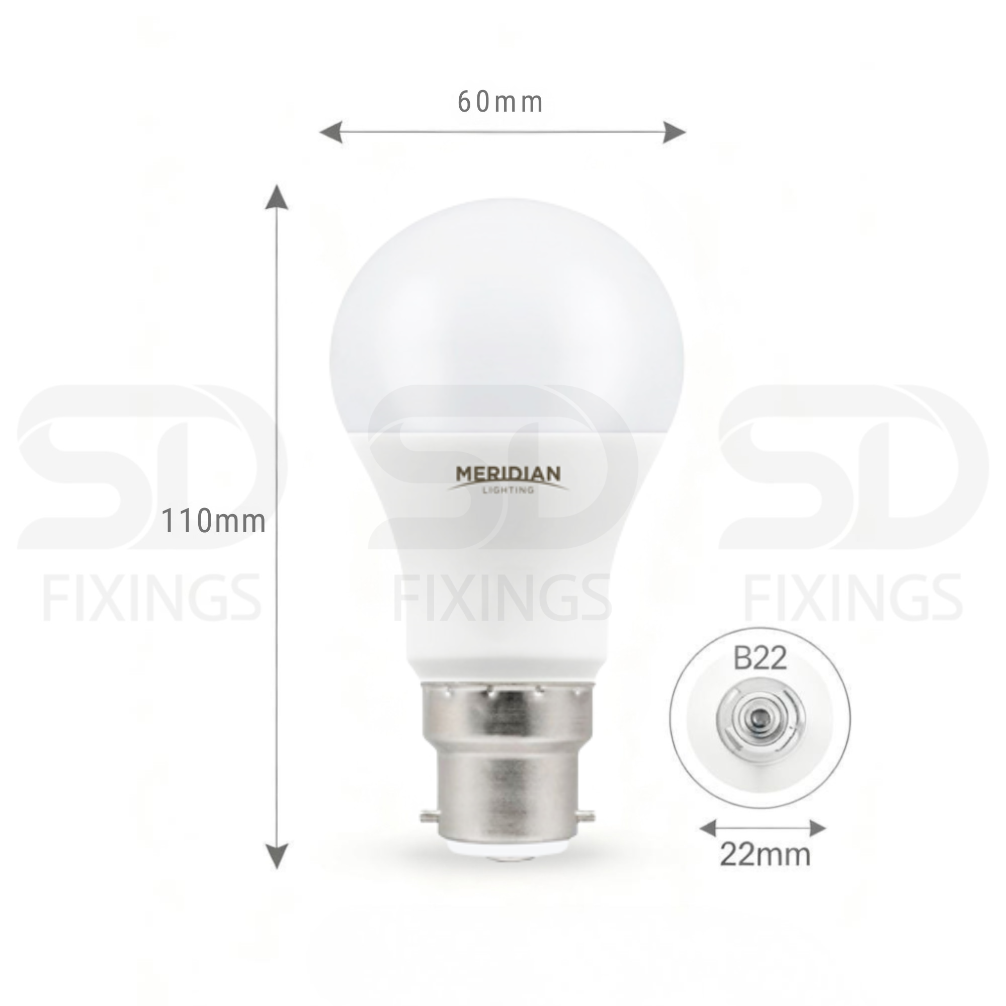 LED GLS B22 6.5W 6500K Cool White Opal Lamp 40W Equivalent - Pack of 2