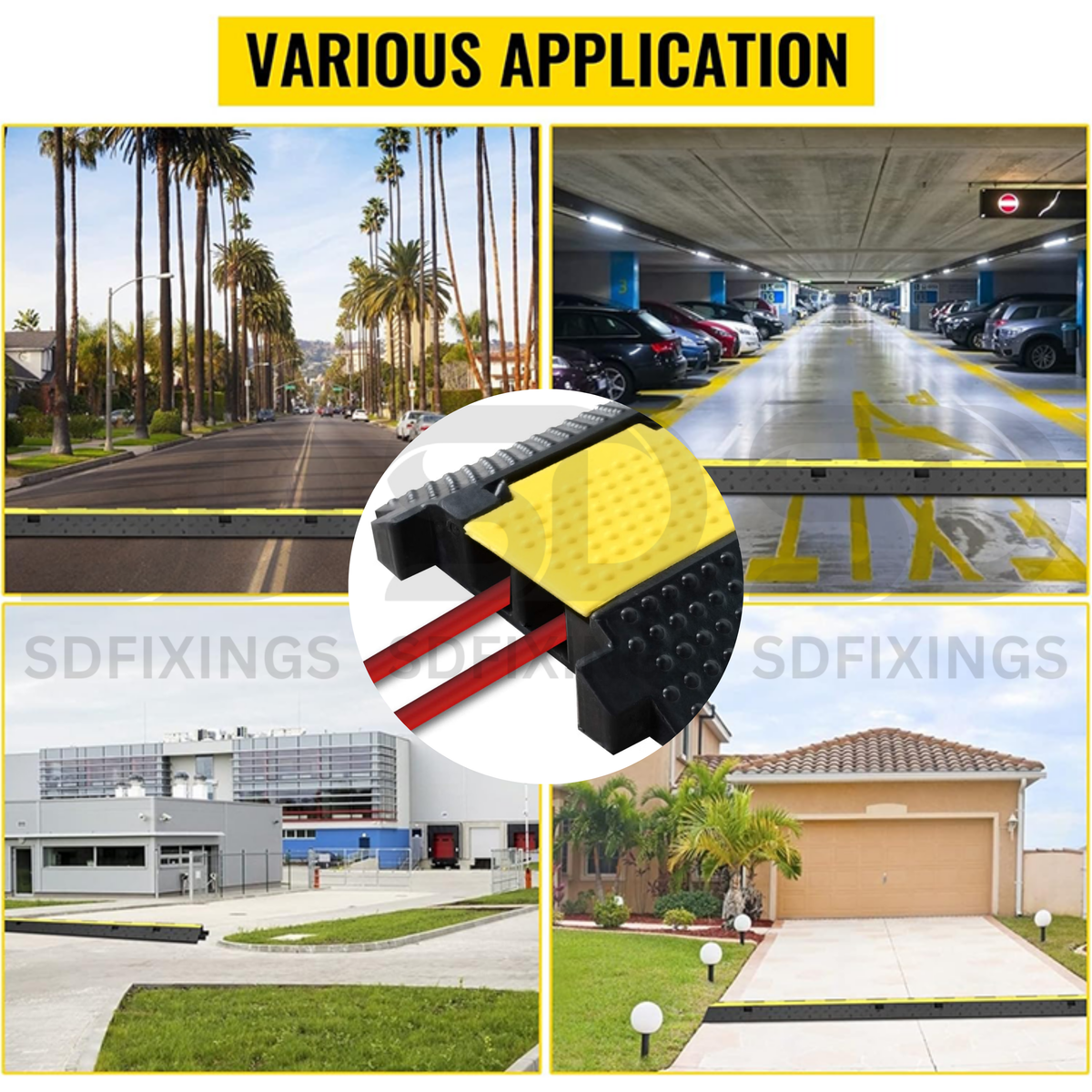 Heavy Duty 2 Channel Cable Protector, Wire Cover Ramp for Pedestrian and Cars
