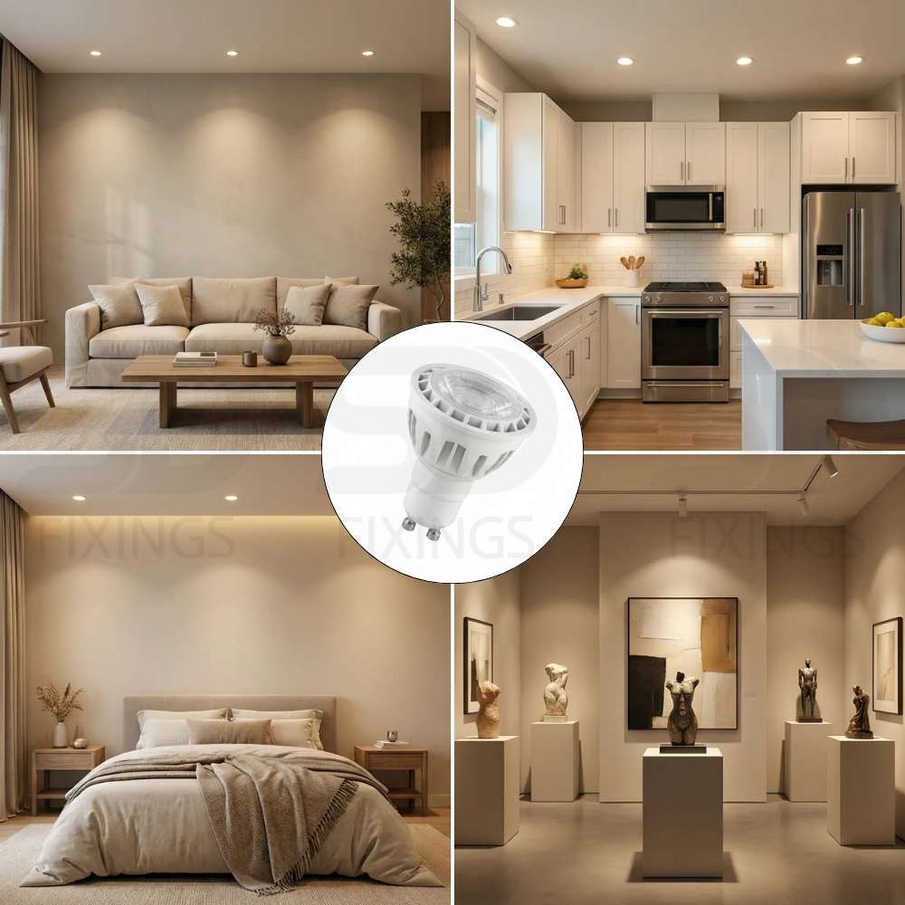 6W GU10 LED Spotlight Bulb, 3000K Warm White, Non-Dimmable COB LED with Lens Diffuser, AC175–250V – Meridian Lighting