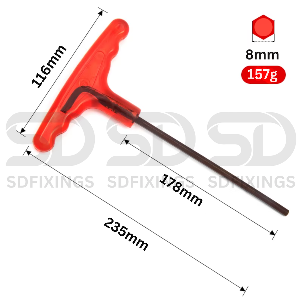 8mm Metric Extra Long Arm T-Handle Hex Key Wrench