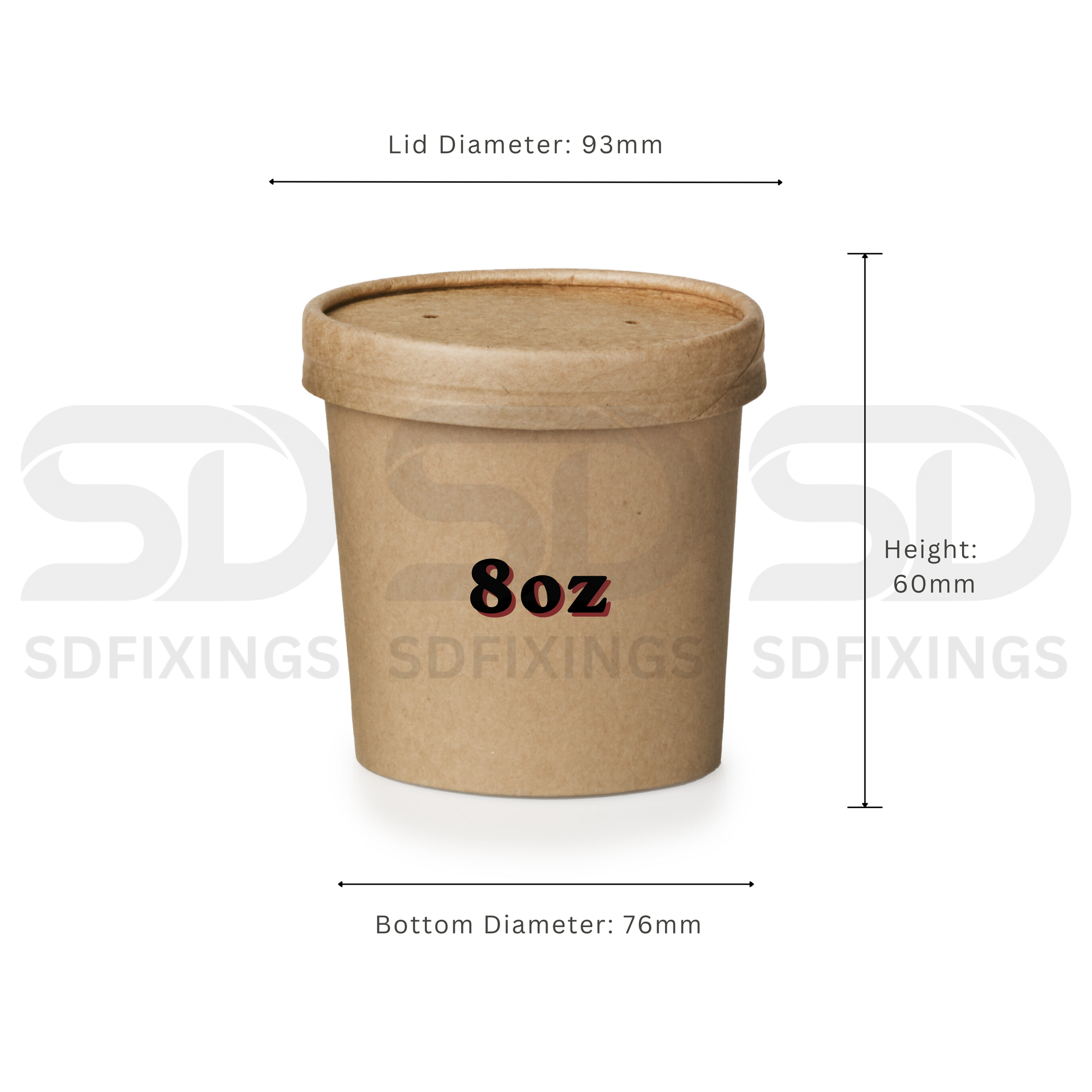 Disposable Brown Kraft Soup Cups with Lid | 8oz / 230ml Soup Bowls