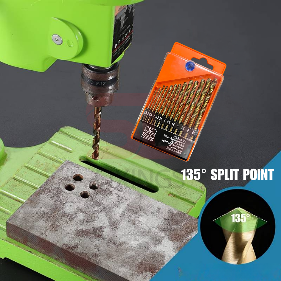 13 Pcs 1.5mm-6.5mm HSS 5% Cobalt Drill Bit Set