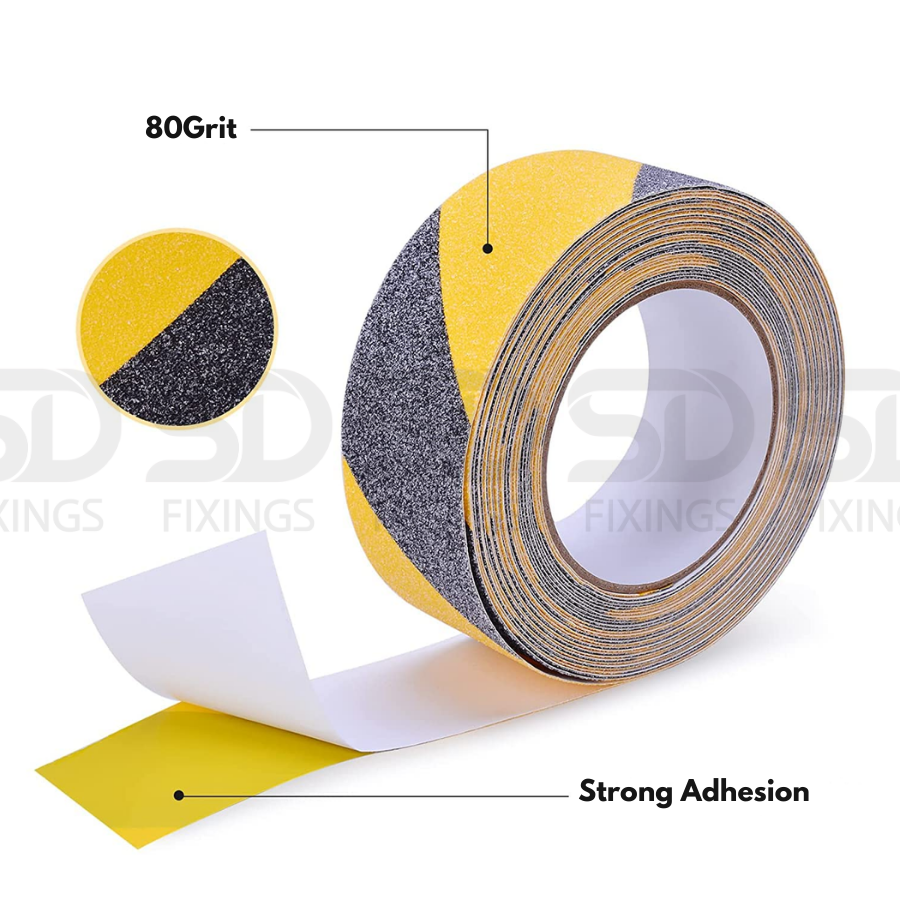 Heavy Duty Black & Yellow 50mm x 10M Anti-Slip Hazard Tape