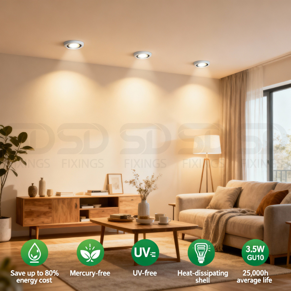 Meridian LED GU10 Bulbs – 3.5W (50W Halogen Equivalent), Warm White 3000K, 345lm, Non-Dimmable – Pack of 5