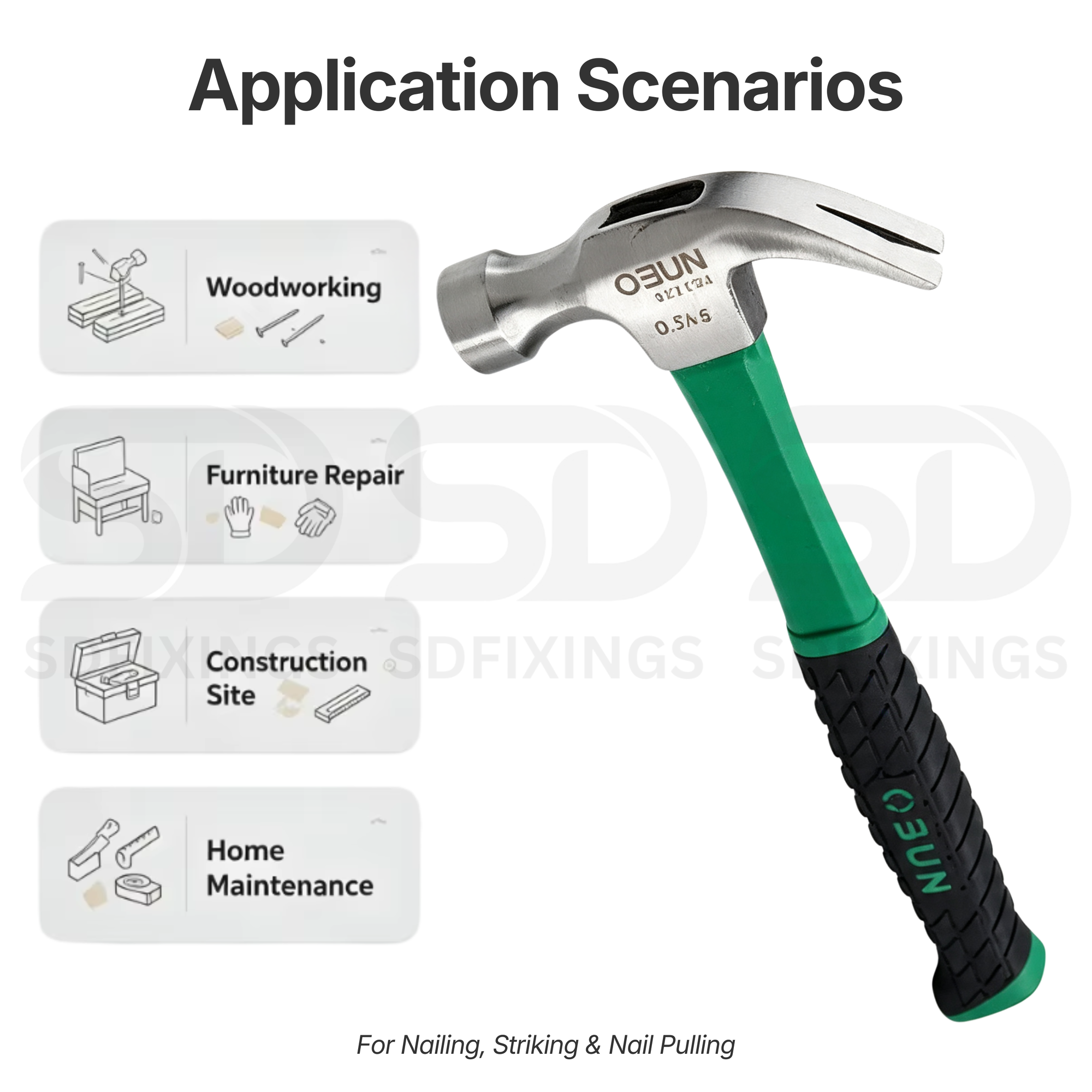 0.25kg Claw Hammer with Fiberglass Handle