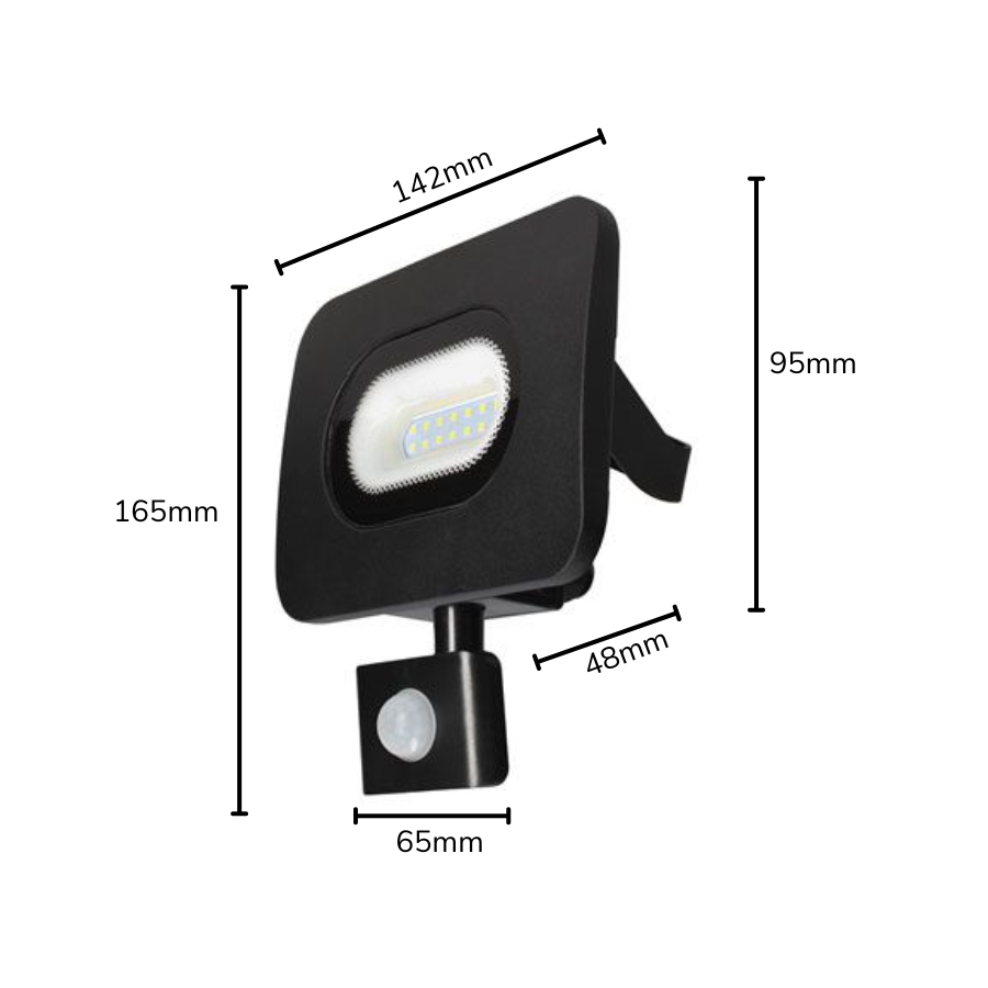 10W LED Slim Curved Floodlight with PIR & Integrated Junction Box – 800Lm, 6500K