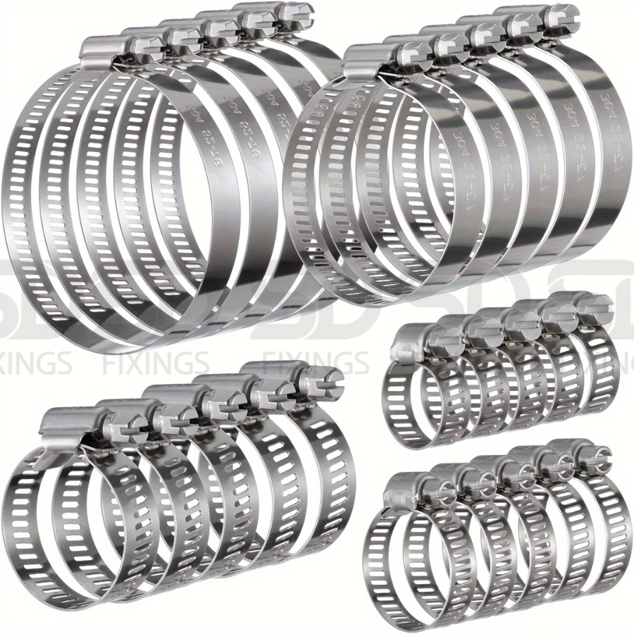 Adjustable Stainless Steel Jubilee Clips with Handle – Worm Drive Hose Clamps  6-12mm