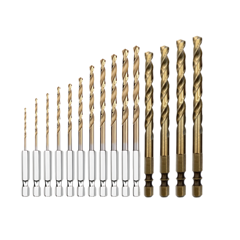 15-Piece HSS Drill Bit Set with 1/4" Hex Shank
