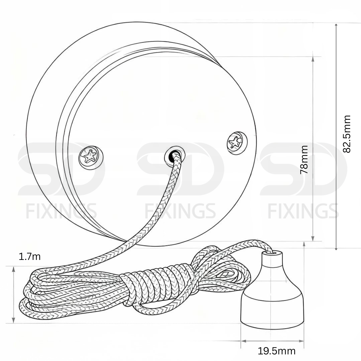 Ceiling Pull Cord Switch – 10A 1W