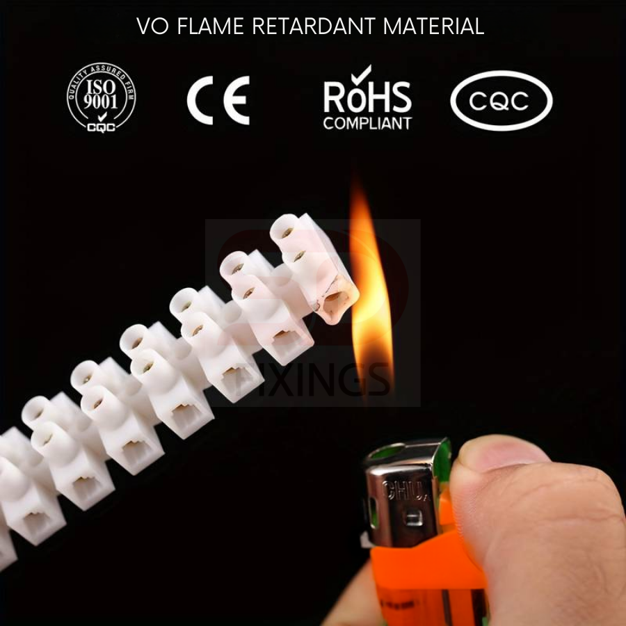 15A Connector Block Strip – 2-Way Terminal Strip for Electrical Wiring