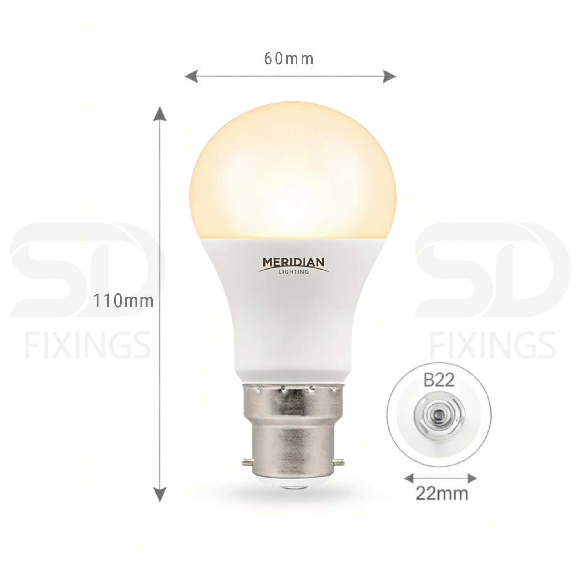 LED GLS B22 6.5W 3000K Warm White Opal Lamp 40W Equivalent - Pack of 2