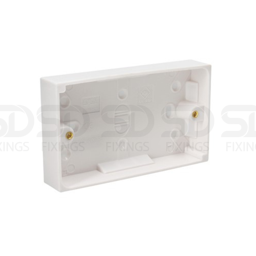 13A Double Wall Socket 2 Gang with Switches & 25mm Pattress Back Box