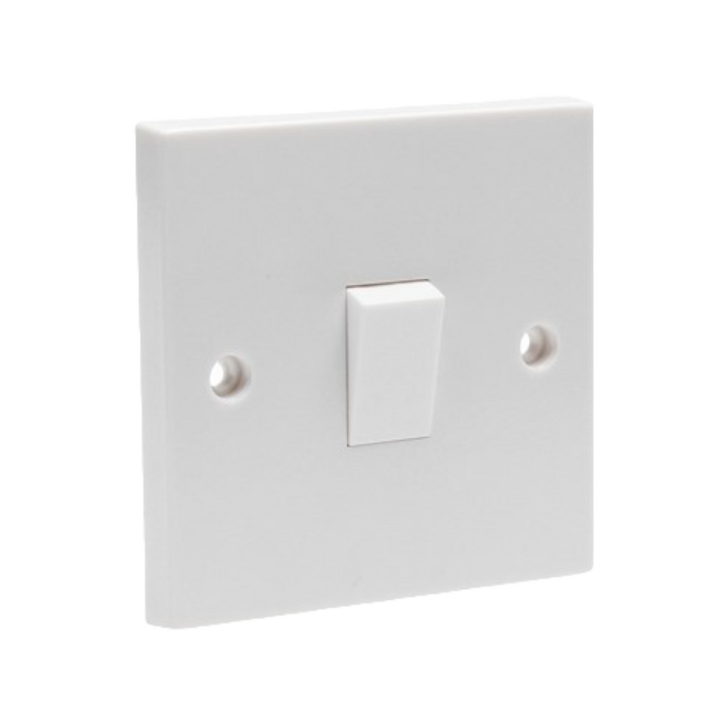 10A White Plastic Single Gang Light Switch 1 Gang 2 Way