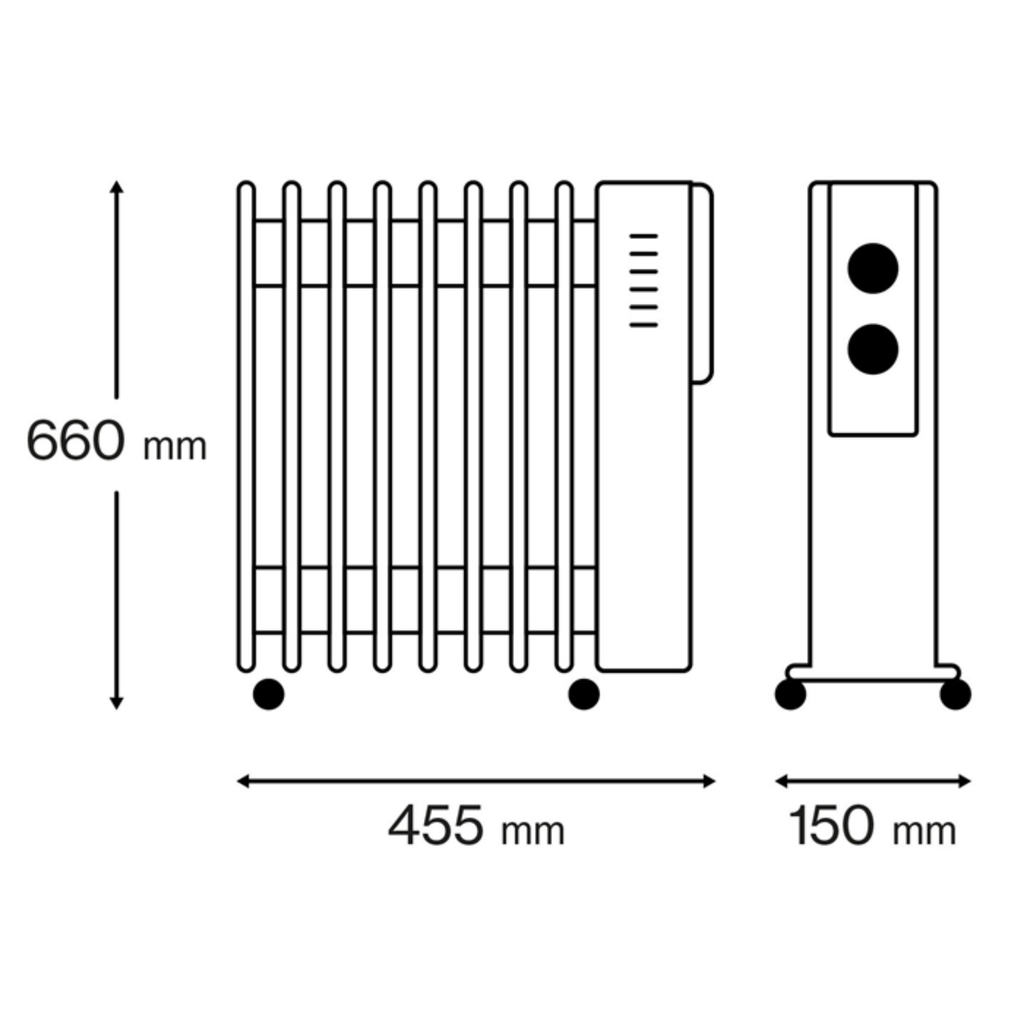 Oil Filled Radiator 2500W with Thermostat