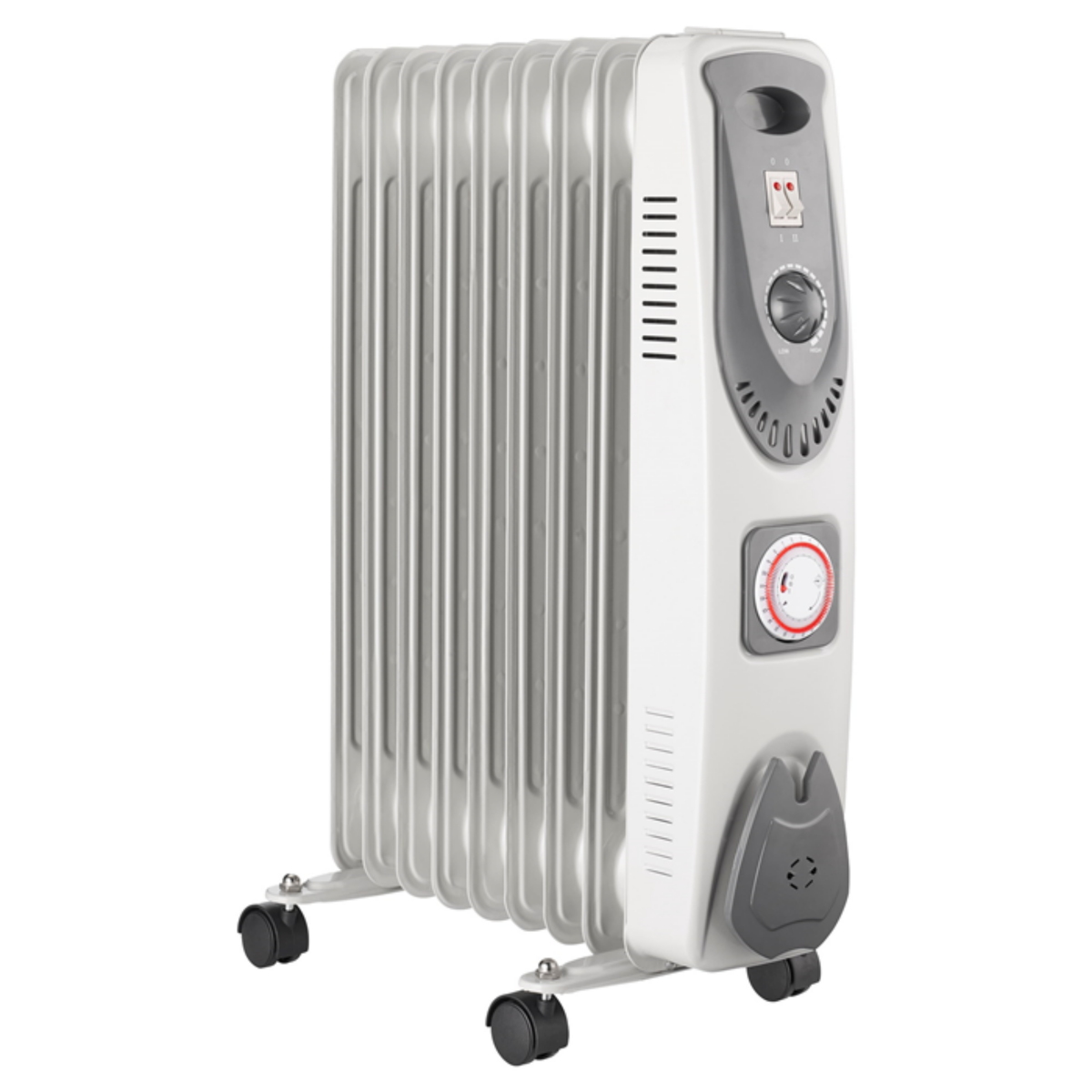 2000W Slimline Oil Filled Radiator Heater with Timer and Thermostat