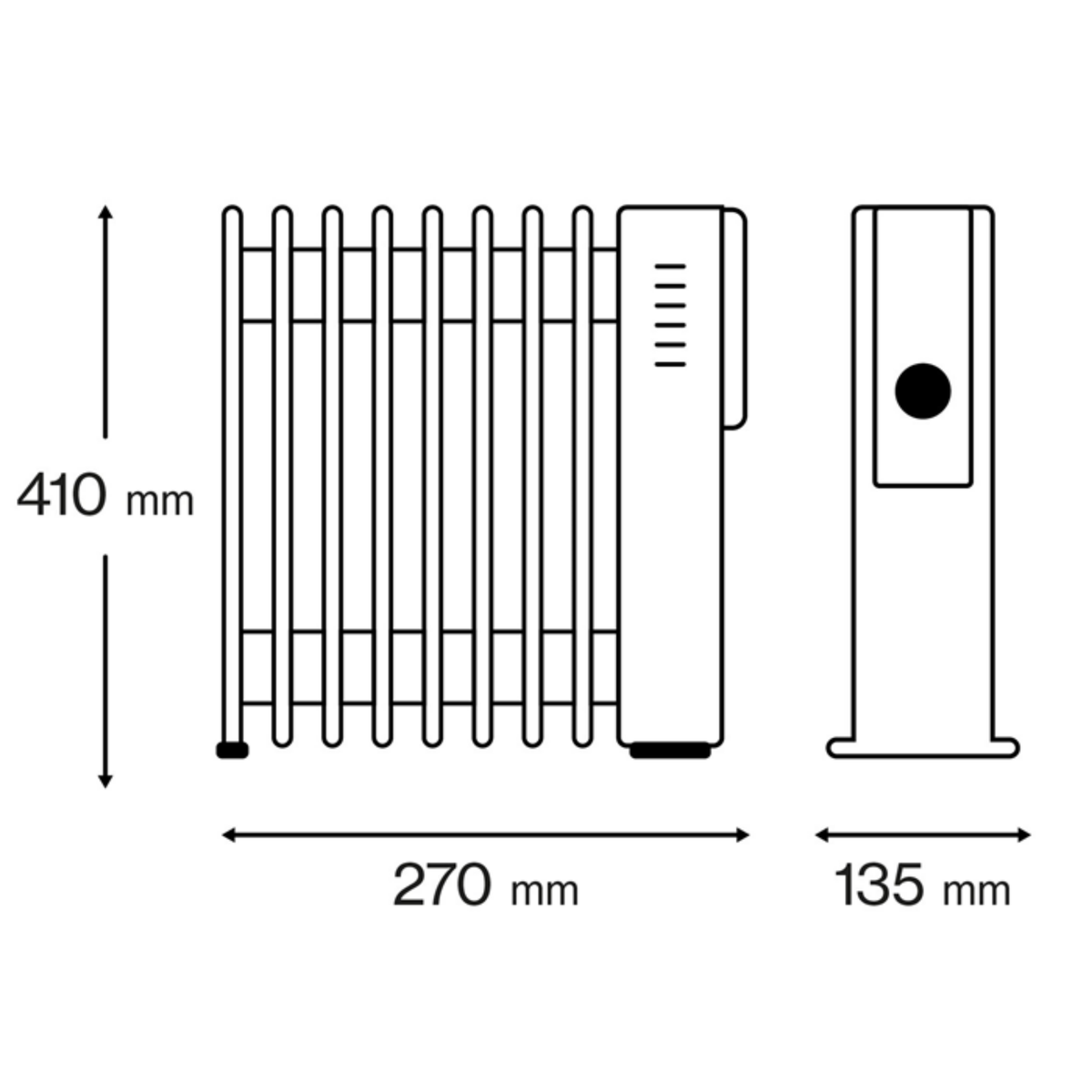 500W Oil Filled Radiator | Mini White