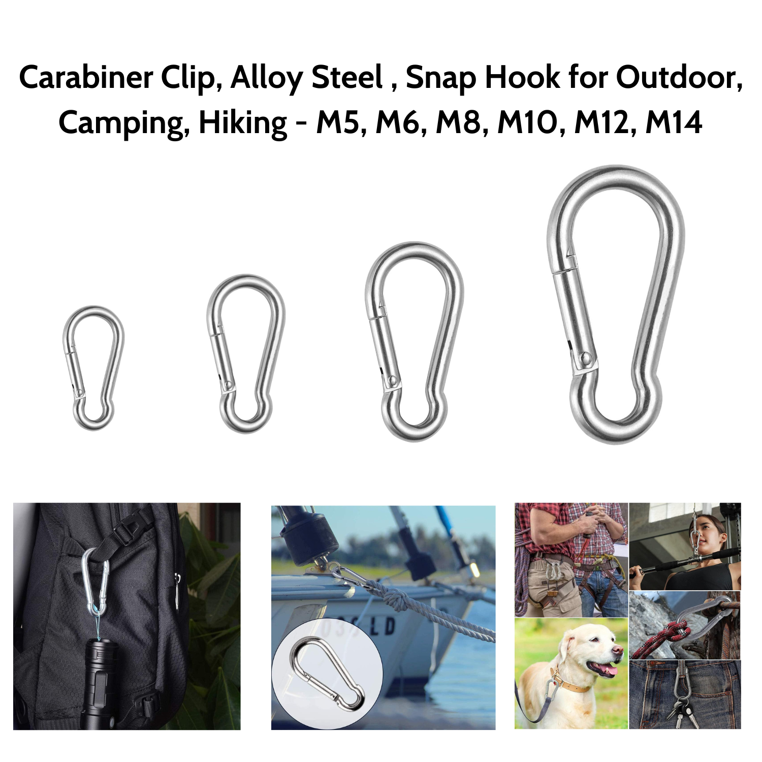 Heavy-Duty Alloy Steel Carabiner Clip M14