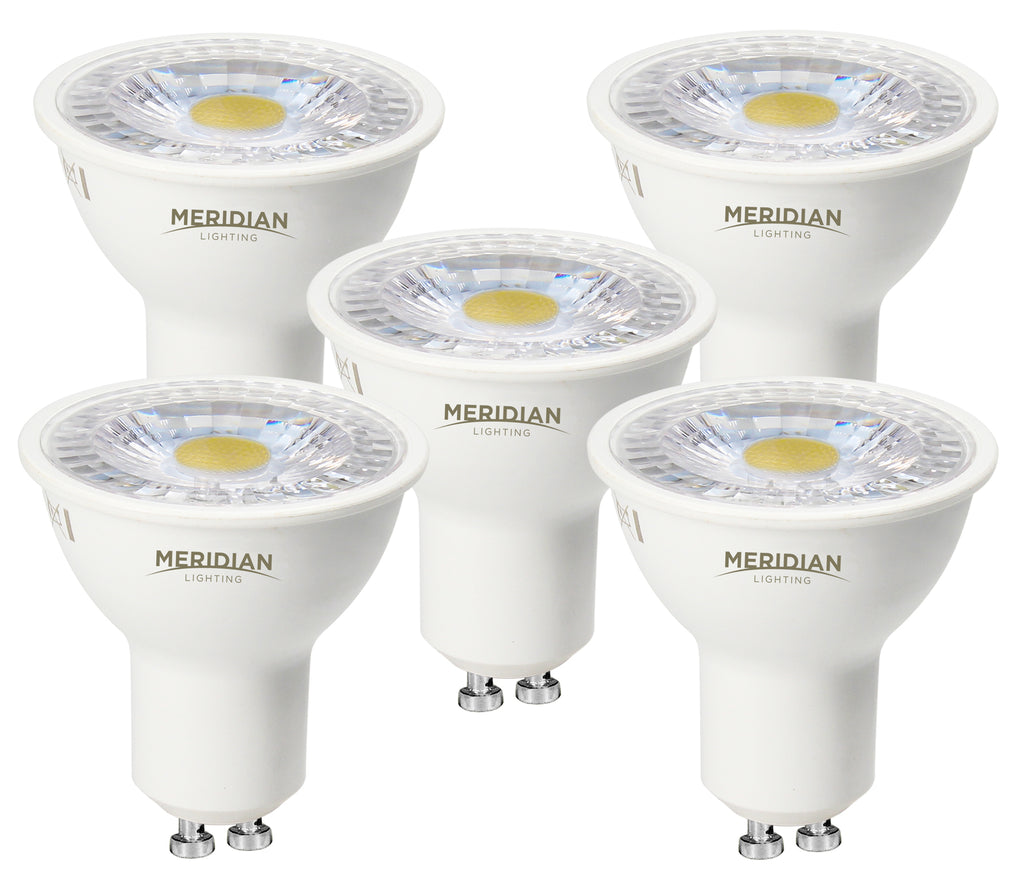 Meridian LED GU10 Bulbs – 3.5W (50W Halogen Equivalent), Warm White 3000K, 345lm, Non-Dimmable – Pack of 5